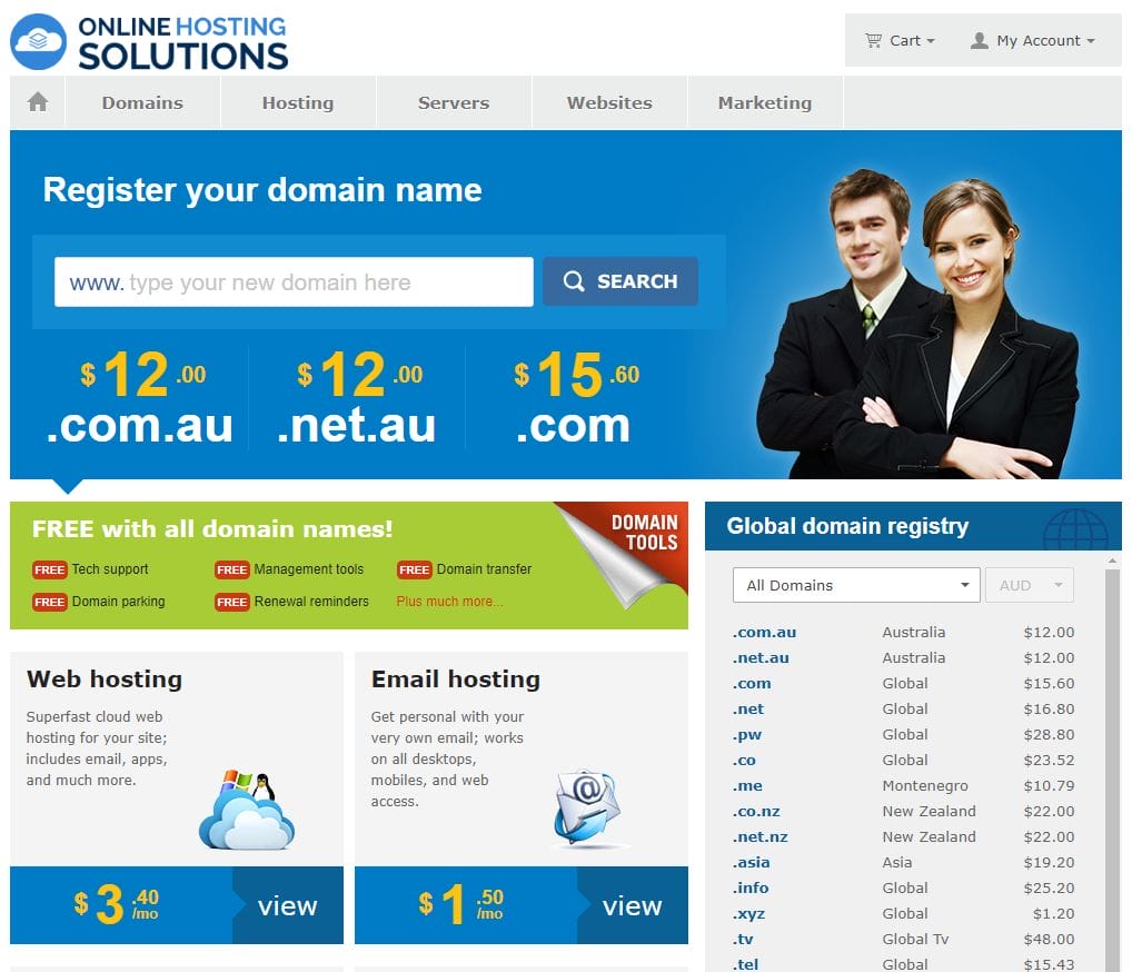 Online Hosting Solutions website