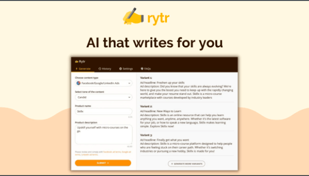 Buy Software Apps Rytr Lifetime Deal content 1