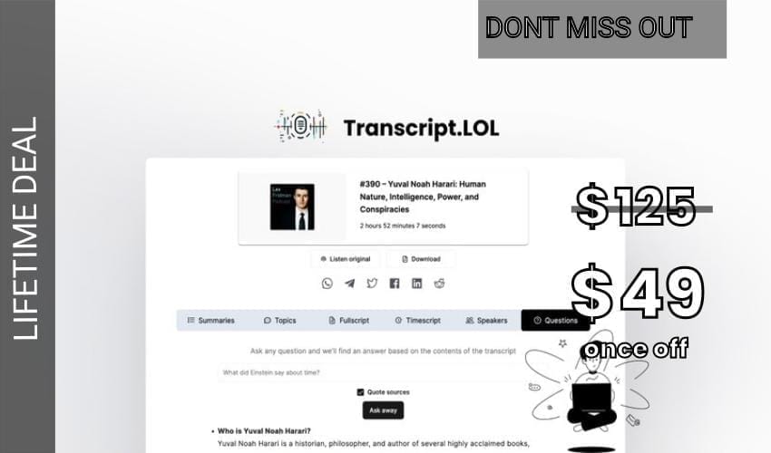 Transcript.LOL Lifetime Deal for $49