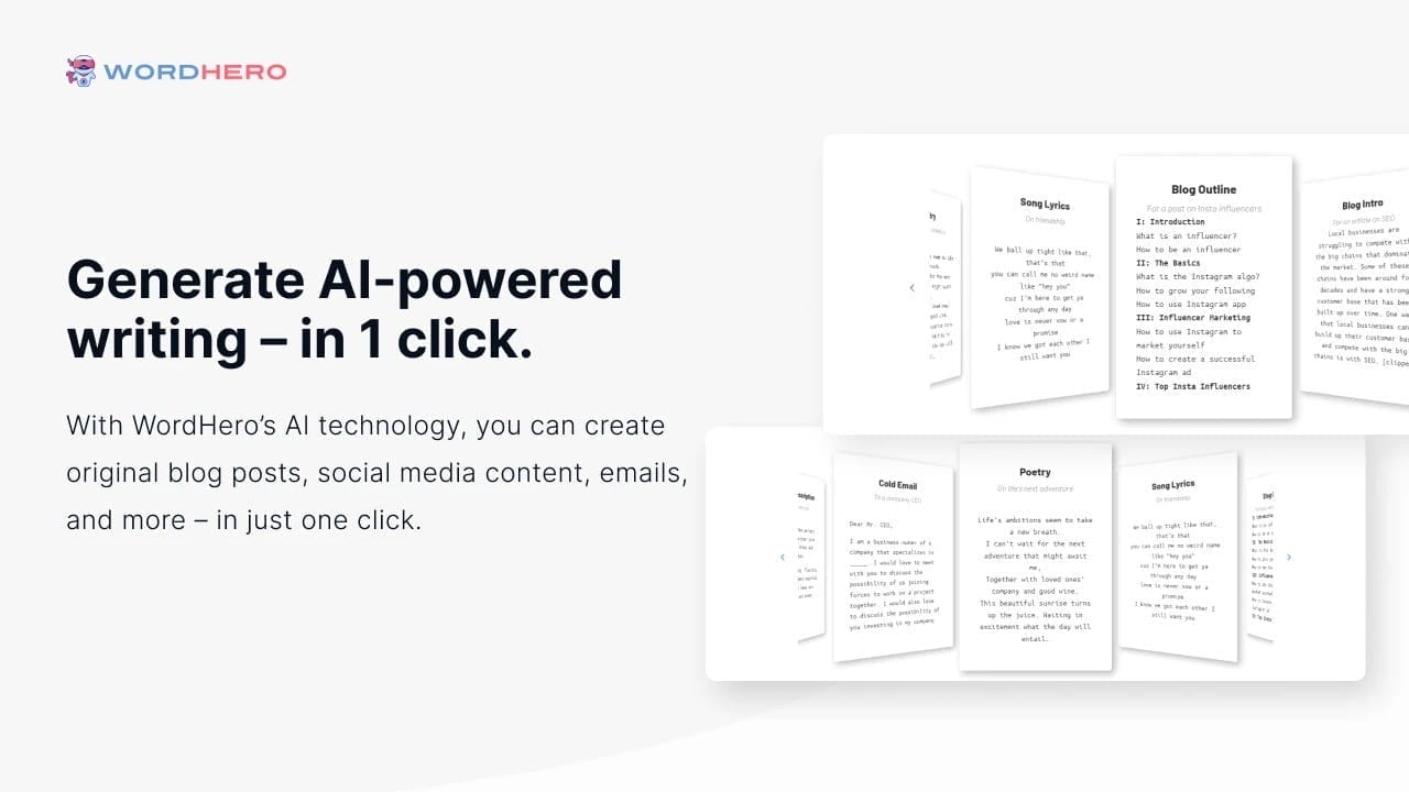 WordHero - AI Content Writer Lifetime Deal for $89